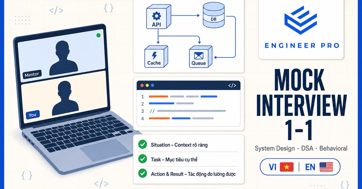 EngineerPro Mock Interview 1-1 — System Design · DSA · Behavioral · VI / EN